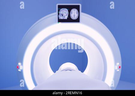Patient sous IRM - imagerie par résonance magnétique à l'hôpital. Équipement médical et rendu 3D Health Care. Banque D'Images