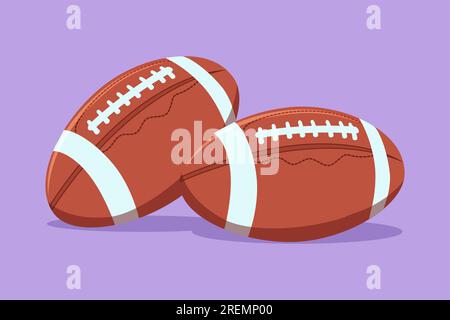 Symbole d'icône de logo de ballon de football américain de dessin de style plat de dessin animé. Sport de rugby. Football américain stylisé. Couleur marron avec blanc négatif espace str Banque D'Images
