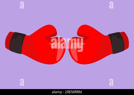 Motif graphique plat dessinant des gants de boxe rouges stylisés frappant ensemble le symbole. Les gants de boxe combattent. Boxer sportswear pour l'entraînement de punch. Combat, combat Banque D'Images