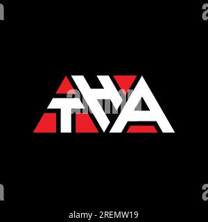 Logo de lettre triangle THA avec forme de triangle. Monogramme de logo triangle THA. Modèle de logo vecteur triangle THA avec couleur rouge. THA triangul Illustration de Vecteur