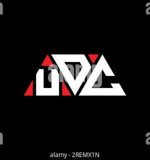 Logo de lettre triangle UDC avec forme de triangle. Monogramme de logo triangle UDC. Modèle de logo vectoriel triangle UDC avec couleur rouge. UDC triangul Illustration de Vecteur