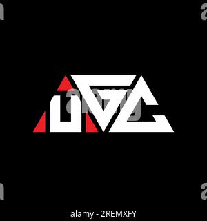 Logo de lettre triangle UGC avec forme de triangle. Monogramme de logo triangle UGC. Modèle de logo vecteur triangle UGC avec couleur rouge. UGC triangul Illustration de Vecteur
