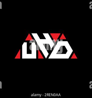 Logo de lettre triangle UHD avec forme de triangle. Monogramme de conception de logo triangle UHD. Modèle de logo vecteur triangle UHD avec couleur rouge. UHD triangul Illustration de Vecteur