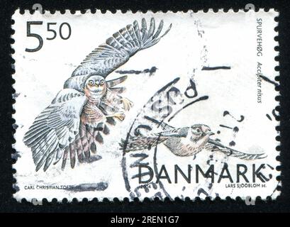 DANEMARK - CIRCA 2004 : timbre imprimé par le Danemark, montre Accipiter nisus, circa 2004 Banque D'Images