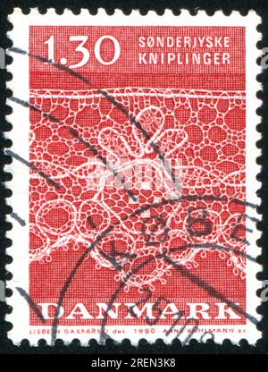 DANEMARK - CIRCA 1980 : timbre imprimé par le Danemark, montre des motifs de dentelle Tonder, circa 1980 Banque D'Images