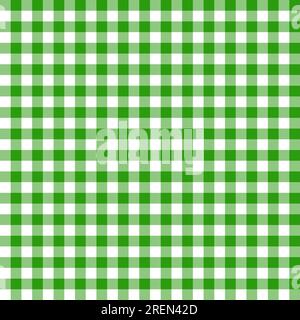 Motif de nappe à carreaux blanc vert. Texture vectorielle sans couture traditionnelle à carreaux. Motif Vichy à carreaux. Illustration de Vecteur