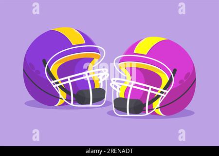 Casque de football américain dessin de style plat de dessin de dessin animé. Équipement sportif, mode de vie sain, activité de fitness. Équipement de sport de plein air pour la compétition Banque D'Images