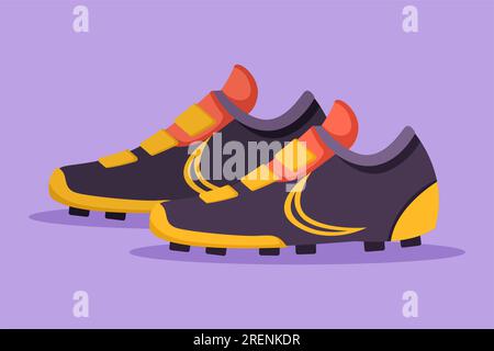 Paire de dessins de style plat de dessins animés de chaussures de football. Chaussures de football. Logotype de football. Chaussures de football. Inventaire sportif. Concurrence et concurrence g Banque D'Images