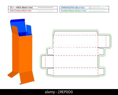 Reverse Tuck End Medicine ou Cosmetic Box Perfect die Line compatible dans n'importe quelle taille Illustration de Vecteur