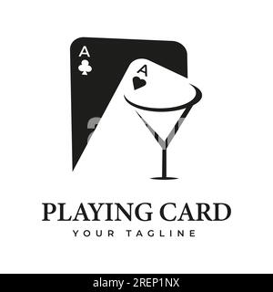 Simple minimaliste carte à jouer Poker Vintage avec Glass Cup Casino Sport Club logo Design Vector illustration Illustration de Vecteur