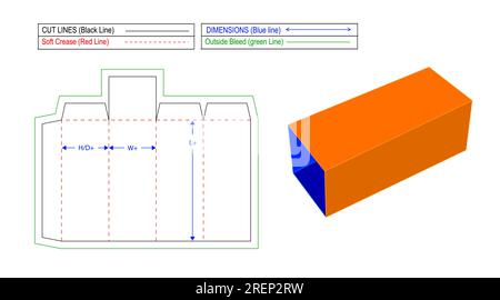 Boîtes-cadeaux en carton de tiroir facilement pliables, modèle de ligne de découpe et fichier vectoriel 3D. Illustration de Vecteur