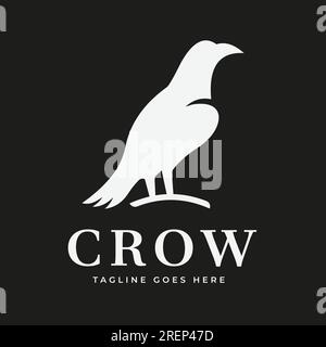 Crow Vector Flat silhouette illustration fond sombre logo conception vectorielle Illustration de Vecteur