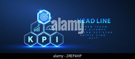 Gestion des RH. Pyramide abstraite d'hexagones avec icônes KPI. Rapport numérique Illustration de Vecteur