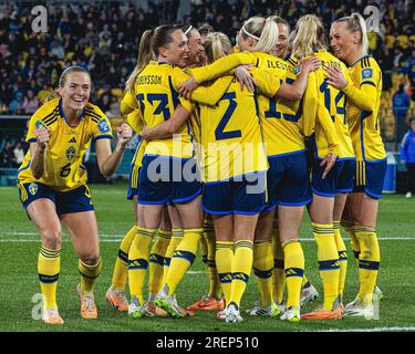 Wellington, Wellington, Nouvelle-Zélande. 29 juillet 2023. L'équipe féminine de Suède célèbre son quatrième but lors du match du Groupe G de la coupe du monde féminine 2023 entre la Suède et l'Italie au stade régional Wellington à Wellington, en Nouvelle-Zélande (image de crédit : ©James Foy/Alamy Live News) Banque D'Images