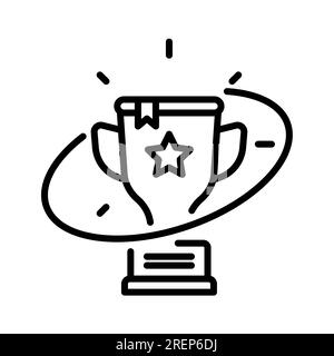 trophée avec conception vectorielle d'icône d'étoile dans le style de ligne Illustration de Vecteur