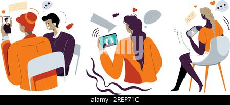 Personnes communiquant via des applications Internet Illustration de Vecteur