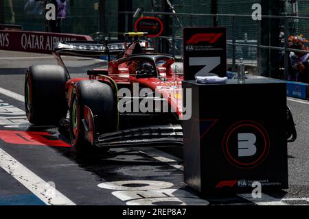 Stavelot, Belgique. 29 juillet 2023. SAINZ Carlos (spa), Scuderia Ferrari SF-23, portrait, lors du Grand Prix de Belgique de Formule 1 MSC Croisières 2023, 12e manche du Championnat du monde de Formule 1 2023 du 28 au 30 juillet 2023 sur le circuit de Spa-Francorchamps, à Stavelot, Belgique - photo Paul Vaicle / DPPI crédit: DPPI Media/Alamy Live News Banque D'Images