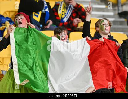 Wellington, Nouvelle-Zélande. 29 juillet 2023. Les supporters de l'Italie sont vues lors du match de groupe G entre la Suède et l'Italie lors de la coupe du monde féminine de la FIFA 2023 à Wellington, en Nouvelle-Zélande, le 29 juillet 2023. Crédit : Guo Lei/Xinhua/Alamy Live News Banque D'Images