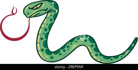 Serpent vert sur fond blanc Illustration de Vecteur