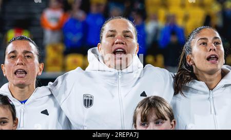 Wellington, Wellington, Nouvelle-Zélande. 29 juillet 2023. L'équipe nationale italienne chante son hymne national 'il canto degli italiani' avant de commencer le match de la coupe du monde féminine de la FIFA 2023 Groupe G entre la Suède et l'Italie au stade régional Wellington à Wellington, en Nouvelle-Zélande (image de crédit : ©James Foy/Alamy Live News) Banque D'Images