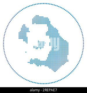Badge numérique Santorini. Carte de style pointillé de Santorin en cercle. Icône technologique de l'île avec des points dégradés. Illustration vectorielle élégante. Illustration de Vecteur