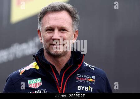 Stavelot, Belgique. 29 juillet 2023. Christian Horner, directeur de l'équipe Red Bull Racing dans le paddock avant le sprint shoot du Grand Prix de F1, de Belgique. Crédit : Marco Canoniero/Alamy Live News Banque D'Images