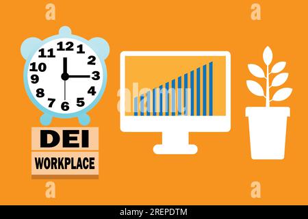 DEI Diversity Equity inclusion symbole du lieu de travail. Blocs avec mots DEI Workplace sur beau fond orange. Business DEI Illustration de Vecteur