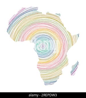 Carte de l'Afrique remplie de cercles concentriques. Esquissez des cercles de style en forme de continent. Illustration vectorielle. Illustration de Vecteur