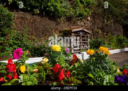 Exposition florale sur la gare de Knaresborough Banque D'Images