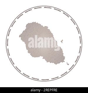 Logo rond Graciosa. Forme de style numérique de Graciosa en cercle pointillé avec le nom de l'île. Icône technologique de l'île avec des points dégradés. Superbe vecteur il Illustration de Vecteur