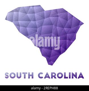 Carte de Caroline du Sud. Illustration basse poly de l'état américain. Motif géométrique violet. Illustration vectorielle polygonale. Illustration de Vecteur