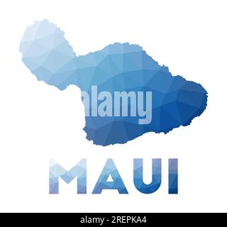Carte basse poly de Maui. Illustration géométrique de l'île. Carte polygonale Maui. Technologie, Internet, concept de réseau. Illustration vectorielle. Illustration de Vecteur