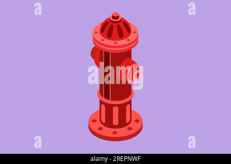 Bouche d'incendie à dessin plat de caractère sur le côté de la route utilisée pour des mesures préventives en cas d'incendie dans le bâtiment. Outil utilisé par les pompiers pour éteindre Banque D'Images