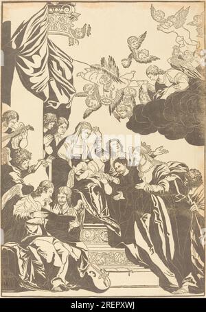 'John Baptist Jackson d'après Véronèse, le mariage mystique de Sainte Catherine, 1740, gravure sur bois chiaroscuro en noir [épreuve d'essai], Collection Rosenwald, 1946.11.75' Banque D'Images