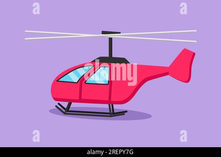 Dessin à plat de caractère du logo d'hélicoptère jouet, icône, étiquette, symbole. Jouets pour enfants, véhicules aériens. Hélicoptère volant, pour le transport. Transport pour Banque D'Images