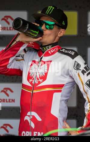 Wroclaw, Pologne. 29 juillet 2023. Patryk Dudek de Pologne lors de la finale des essais de la coupe du monde FIM Speedway de Monster Energy au stade Olimpijski de Wroclaw, en Pologne, le 28 juillet 2023 (photo par Andrew SURMA/ crédit : SIPA USA/Alamy Live News Banque D'Images