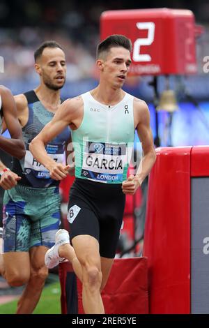 Mario García (Espagne) participe à la finale du 1500m masculin en 2023, IAAF Diamond League, Queen Elizabeth Olympic Park, Stratford, Londres, Royaume-Uni. Banque D'Images