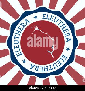 Badge Eleuthera. Logo rond de l'île avec carte de maille triangulaire et rayons radiaux. EPS10 Vector. Illustration de Vecteur