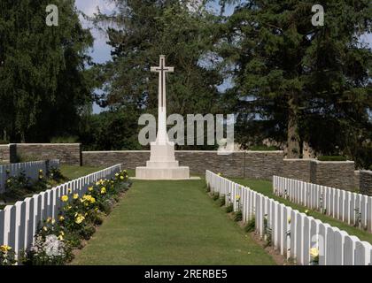 Cimetière y-Ravine CWGC dans le parc commémoratif de Terre-Neuve sur le champ de bataille de somme, France Banque D'Images