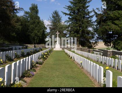 Cimetière y-Ravine CWGC dans le parc commémoratif de Terre-Neuve sur le champ de bataille de somme, France Banque D'Images