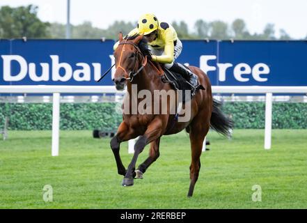 Ascot Racecourse, Berkshire, Royaume-Uni. 29 juillet 2023. Rosallion et Sean Levey remportent les Flexjet Pat Eddery Stakes listés pour l'entraîneur Richard Hannon et le propriétaire Sheikh Mohammed Obaid Al Maktoum Credit : JTW Equine Images/Alamy Live News Banque D'Images