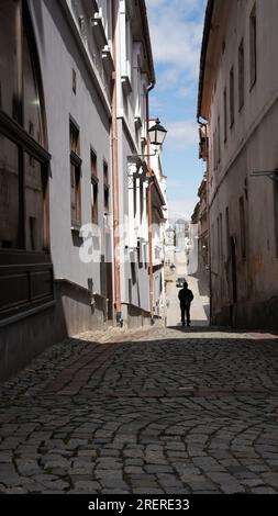 Vieille rue à Bielsko Biala Pologne, moody Banque D'Images