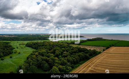 Une vue aérienne de Benacre Broad près de la côte dans le Suffolk, Royaume-Uni Banque D'Images