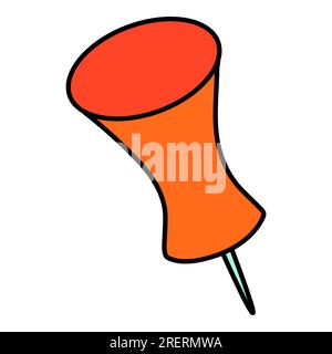 Dessin animé épinglé de l'école dans le style rétro doodle. Retour à l'école élément de papeterie Bold Bright. Fournitures classiques pour l'éducation des enfants ou le travail de bureau. Amusant Illustration de Vecteur