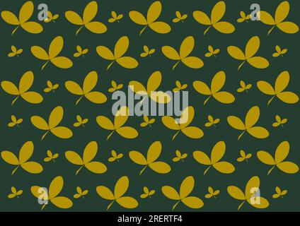 Motif sans couture avec des feuilles vertes sur fond vert foncé. Banque D'Images
