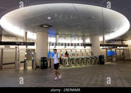 Le hall intérieur de l'extension de métro de sept lignes à Hudson yards, 2023, New York City, États-Unis Banque D'Images