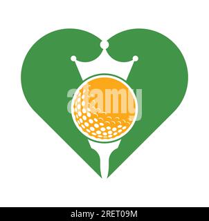 Logo de golf vectoriel pour très grand lit. Balle de golf avec icône de vecteur couronne. Illustration de Vecteur