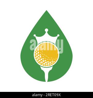 Logo de golf vectoriel pour très grand lit. Balle de golf avec icône de vecteur couronne. Illustration de Vecteur