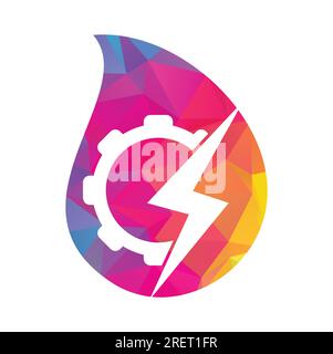 Illustration de modèle de logo de vecteur d'engrenage électrique. Icône du logo Thunder and Gear. Illustration de Vecteur