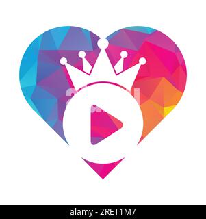 Modèle de conception du logo vecteur vidéo King. Logo Royal film vectoriel. Illustration de Vecteur